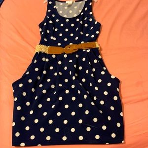 A’GACI casual navy poka dotted dress